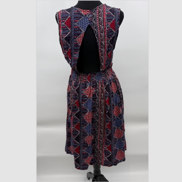 Roxy Dress Women XL Blue Pink Sleeveless Open Back Boho Peasant Hippie Cottage - Picture 5 of 11